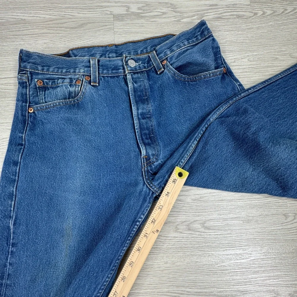 Levis Mens Jeans 501 Straight Leg Blue 32x34 Button Fly Denim Workwear
